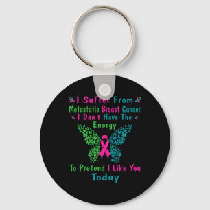 Metastatic Breast Cancer Awareness Ribbon Warrior Keychain