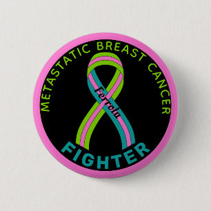 Metastatic Breast Cancer Fighter Ribbon Black 2 Inch Round Button