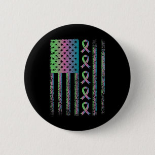 Metastatic Breast Cancer Flag Awareness Survivor G 2 Inch Round Button
