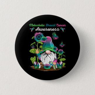 Metastatic Breast Cancer Gnome With Green Teal nk 2 Inch Round Button