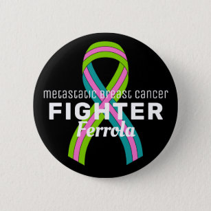 Metastatic Breast Cancer Ribbon Black Button