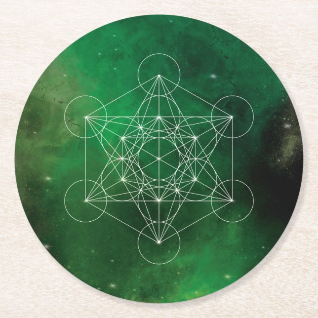 Metatron, chakra,zen,sacred geometric, angel round paper coaster (Front)