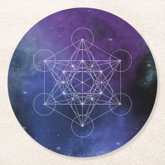 Metatron, chakra,zen,sacred geometric, geometry, round paper coaster (Front)