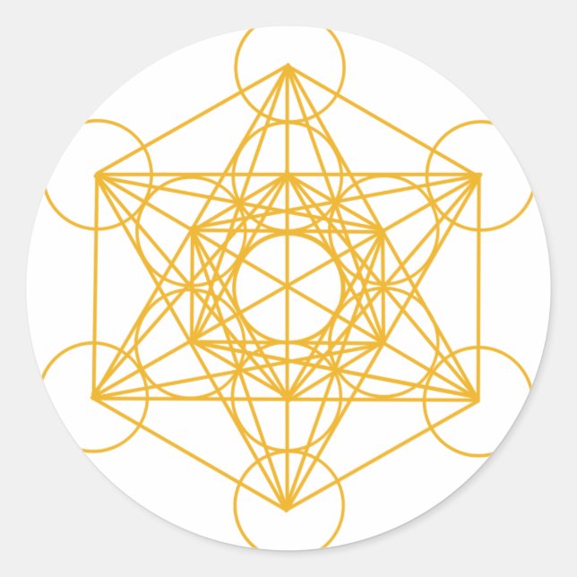 Metatron Cube Gold Classic Round Sticker (Front)