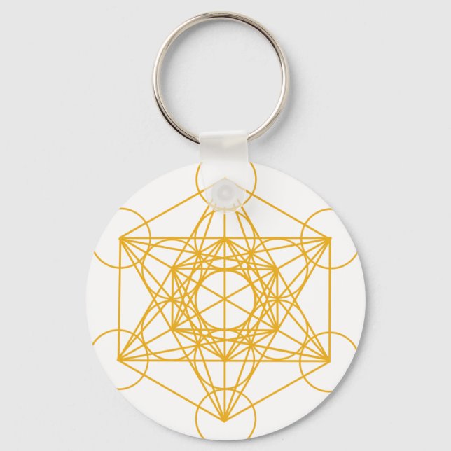 Metatron Cube Gold Keychain (Front)