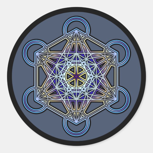 metatron-cube-mandala-3 classic round sticker (Front)