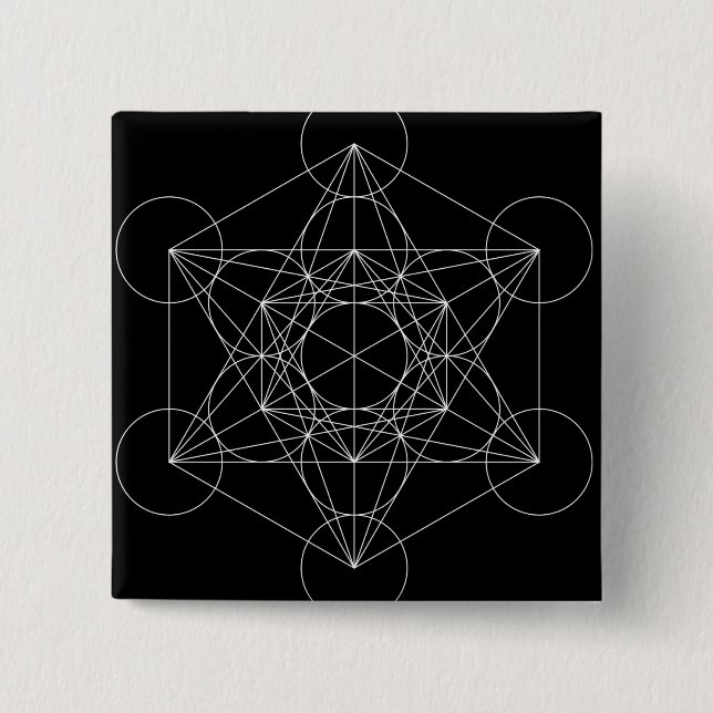 Metatron's Cube 2 Inch Square Button (Front)