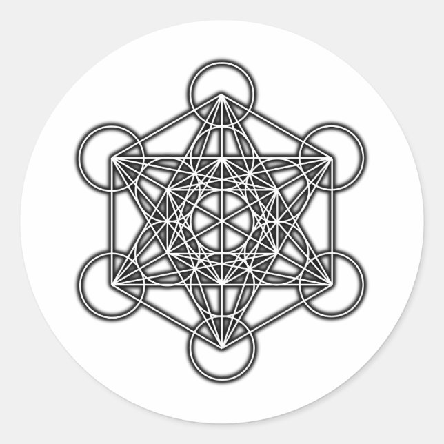 Metatron's Cube (Black) Classic Round Sticker (Front)