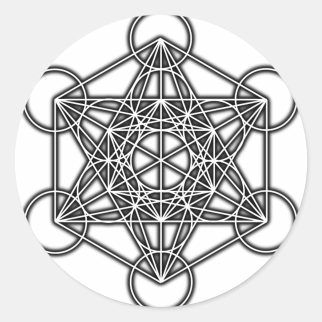 Metatron's Cube (Black) Classic Round Sticker (Front)