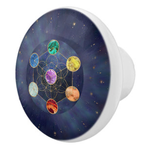 Metatron's Cube Chakras Sacred Geometry Ceramic Knob