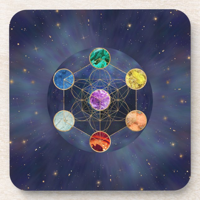 Metatron's Cube Chakras Sacred Geometry Coaster (Front)