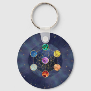 Metatron's Cube Chakras Sacred Geometry Keychain