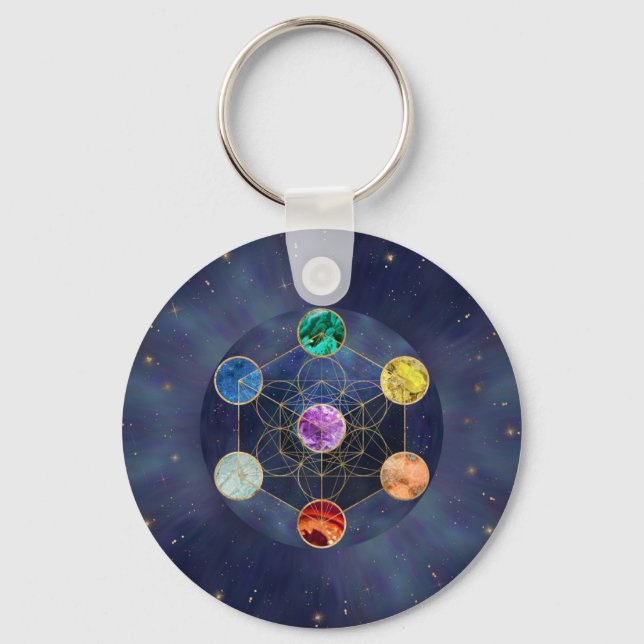 Metatron's Cube Chakras Sacred Geometry Keychain (Front)