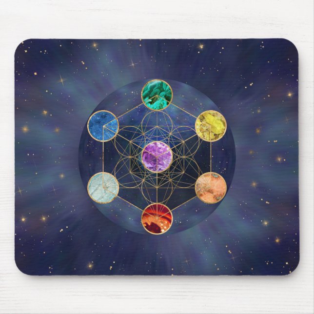 Metatron's Cube Chakras Sacred Geometry Mouse Pad (Front)