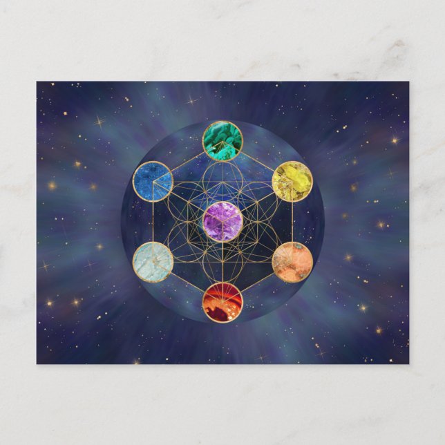 Metatron's Cube Chakras Sacred Geometry Postcard (Front)