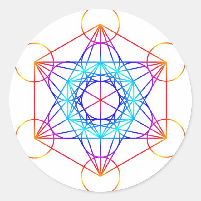 Metatron's Cube (Colour 2) Classic Round Sticker (Front)