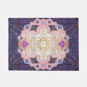 Metatron's Cube in Gemstone lotus Doormat