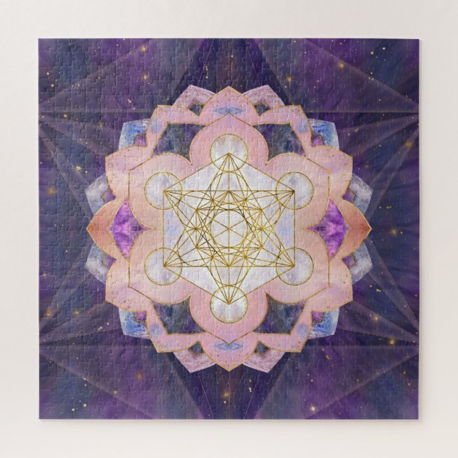 Metatron's Cube in Gemstone lotus Jigsaw Puzzle (Vertical)