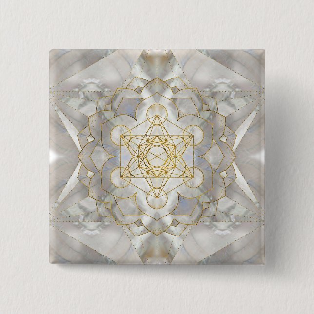 Metatron's Cube in lotus Sacred Geometry 2 Inch Square Button (Front)