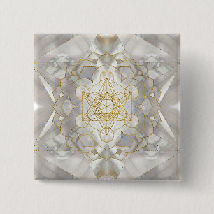 Metatron's Cube in lotus Sacred Geometry 2 Inch Square Button