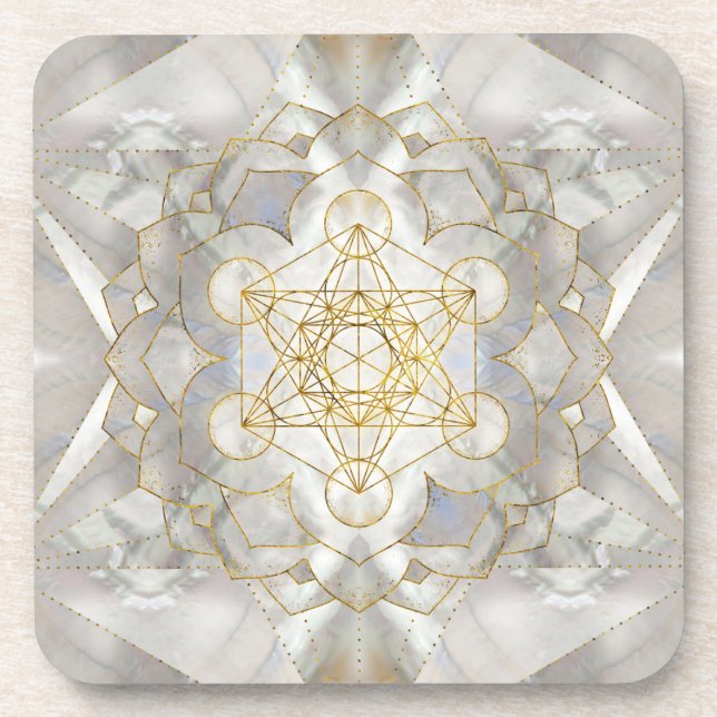 Metatron's Cube in lotus Sacred Geometry Coaster (Front)