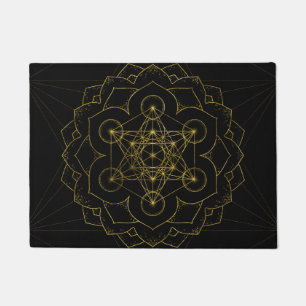 Metatron's Cube in lotus Sacred Geometry Doormat