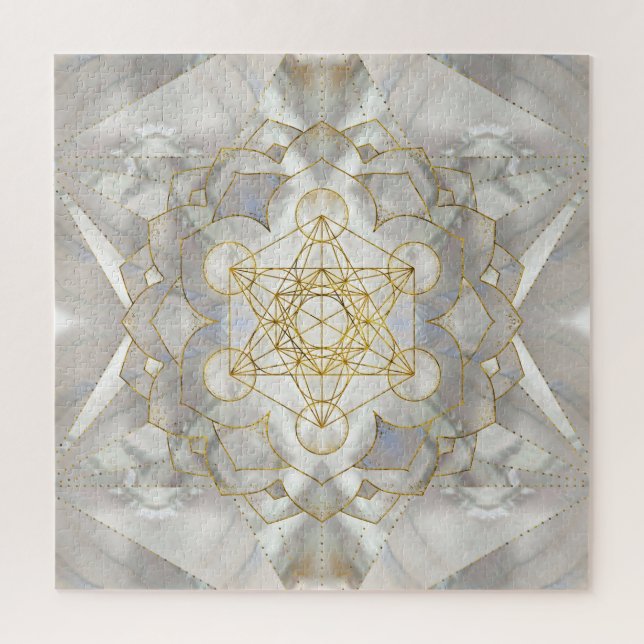 Metatron's Cube in lotus Sacred Geometry Jigsaw Puzzle (Vertical)