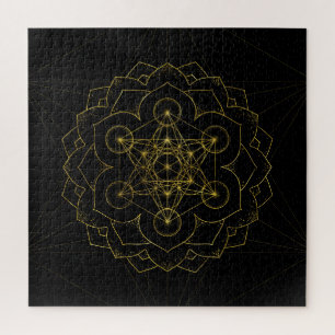 Metatron's Cube in lotus Sacred Geometry Jigsaw Puzzle