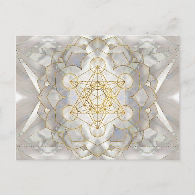 Metatron's Cube in lotus Sacred Geometry Postcard (Front)