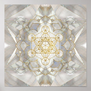 Metatron's Cube in lotus Sacred Geometry Poster