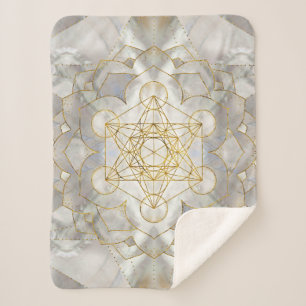 Metatron's Cube in lotus Sacred Geometry Sherpa Blanket