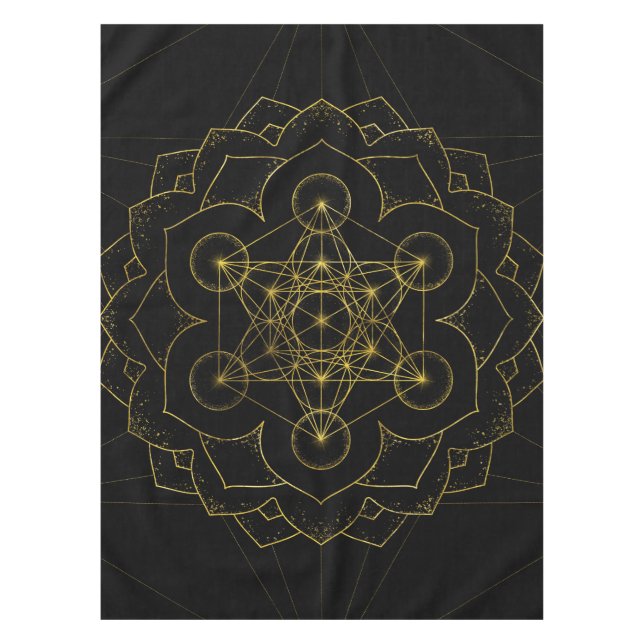 Metatron's Cube in lotus Sacred Geometry Tablecloth (Front)