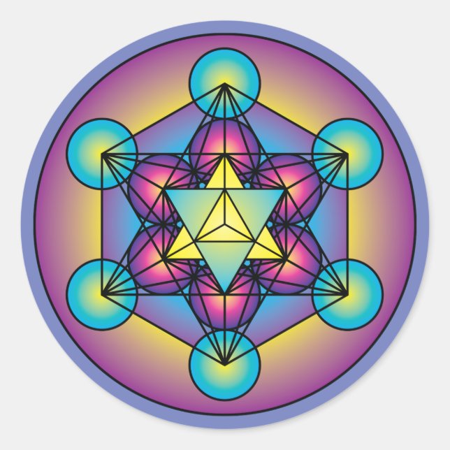 Metatron's Cube Merkaba Classic Round Sticker (Front)