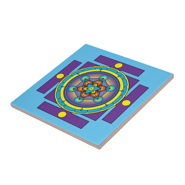 Metatron's Cube Merkaba Mandala Tile (Side)
