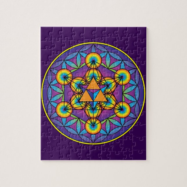 Metatron's Cube Merkaba on Flower of Life Jigsaw Puzzle (Vertical)