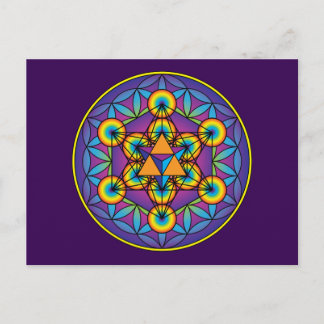 Metatron's Cube Merkaba on Flower of Life Postcard