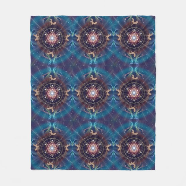 Metatron's Cube - Merkabah Fleece Blanket (Front)