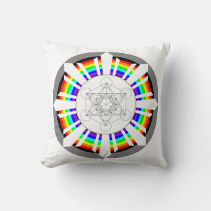 Metatron's Cube Rainbow Prism Throw Pillow