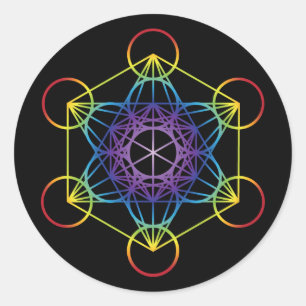 Metatron's Cube - Rainbow Version Classic Round Sticker