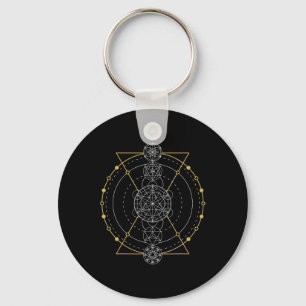 Metatron's Cube Sacred Geometry Fruit Of Life Spir Keychain