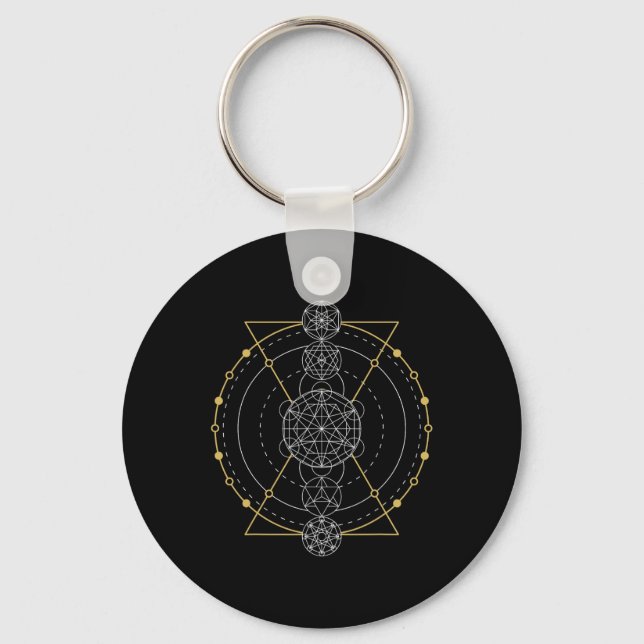Metatron's Cube Sacred Geometry Fruit Of Life Spir Keychain (Front)