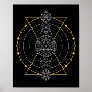 Metatron's Cube Sacred Geometry Fruit Of Life Spir Poster