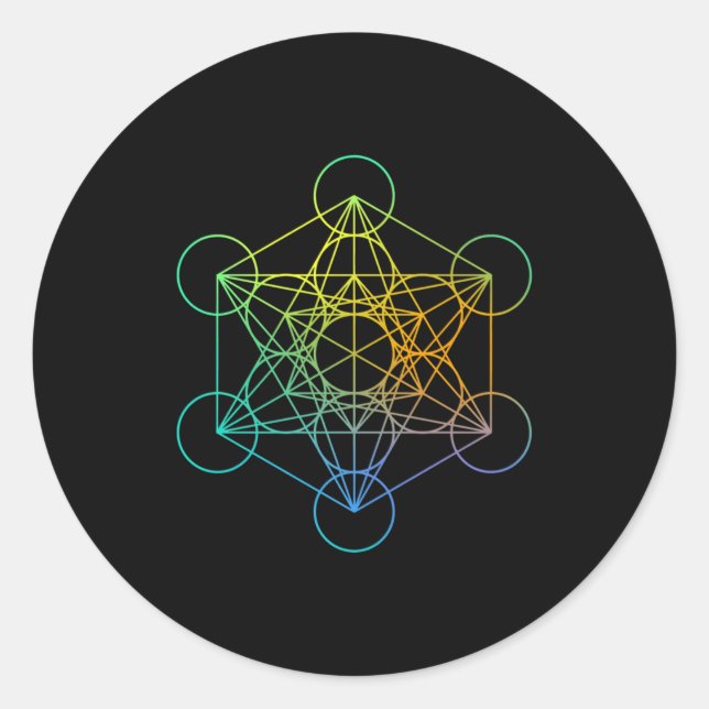 Metatrons Cube Sacred Geometry Funny Family Retro  Classic Round Sticker (Front)