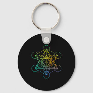 Metatrons Cube Sacred Geometry Funny Family Retro Keychain