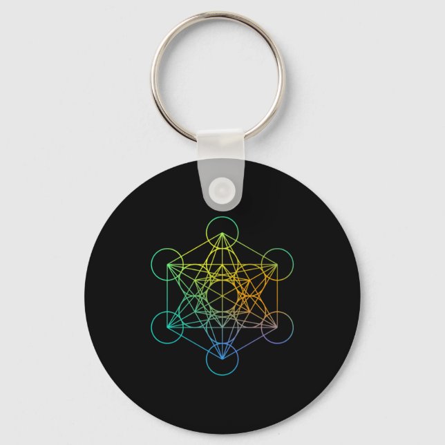 Metatrons Cube Sacred Geometry Funny Family Retro  Keychain (Front)