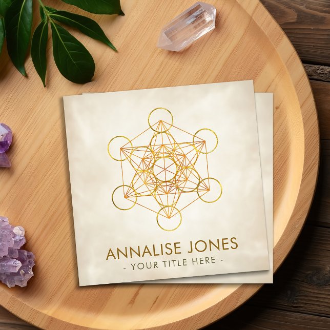 Metatron's Cube Sacred Geometry Ornament Square Business Card (Creator Uploaded)