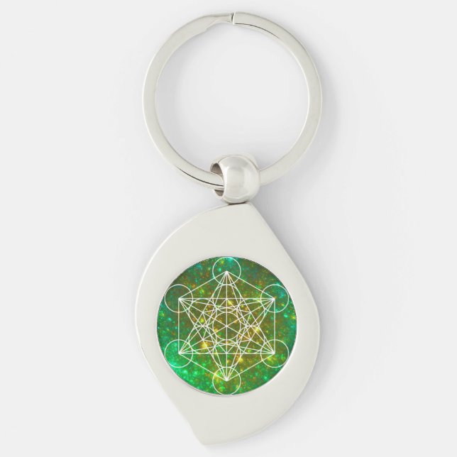 Metatron's Cube, Sacred Geometry, Spiritual Symbol Keychain (Front)
