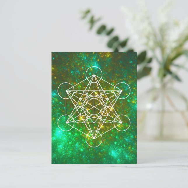 Metatron's Cube, Sacred Geometry, Spiritual Symbol Postcard (Standing Front)
