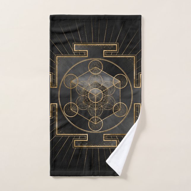 Metatron's Cube Sri Yantra Sacred Geometry Bath Towel Set (Hand Towel)