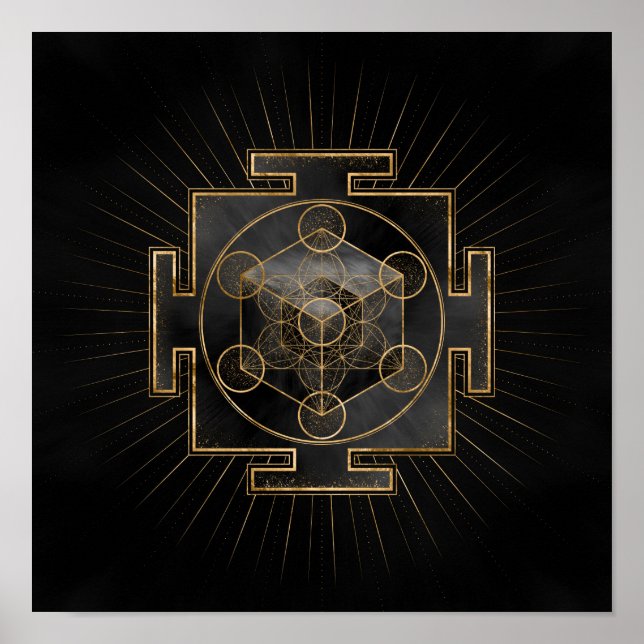 Metatron's Cube Sri Yantra Sacred Geometry Poster (Front)